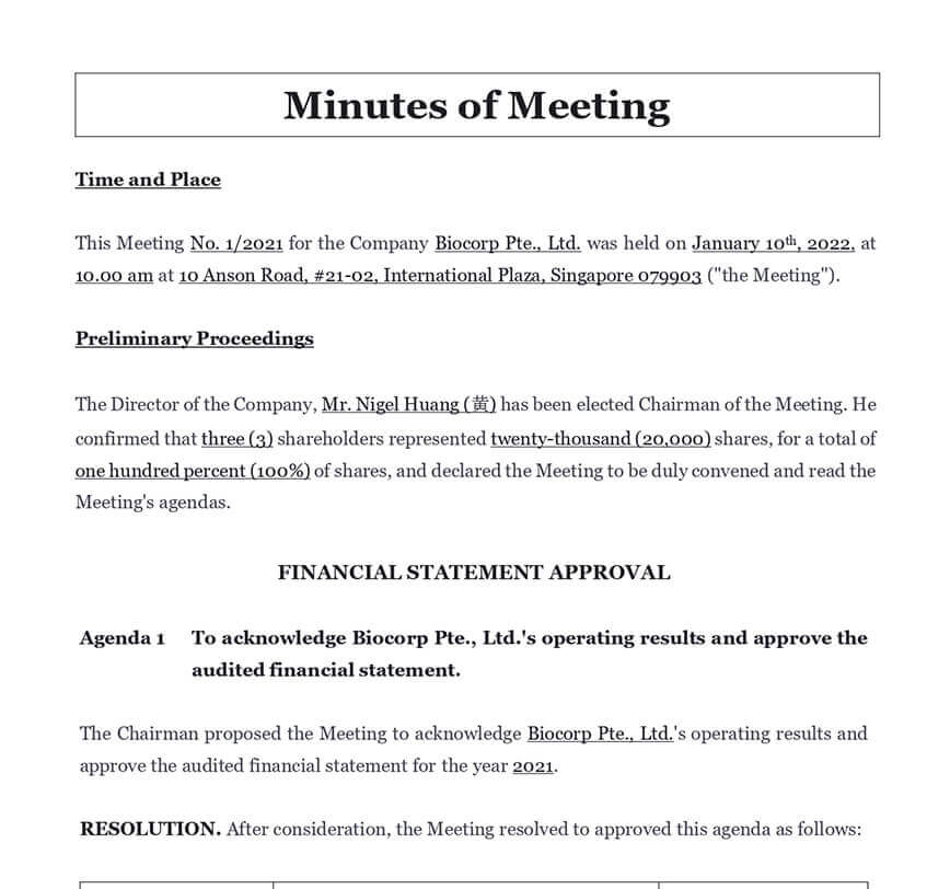 annual general meeting document