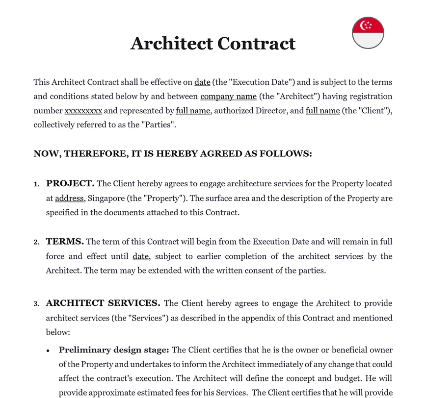 Architect contract Singapore