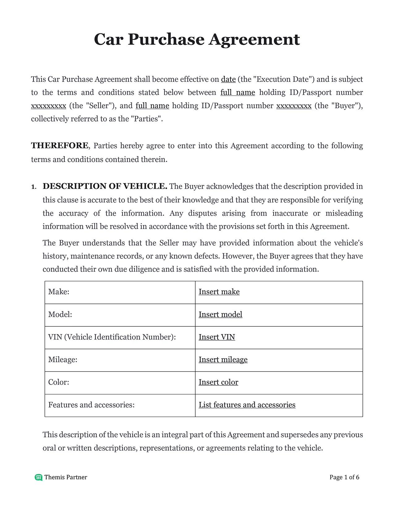 Car purchase agreement Singapore 1