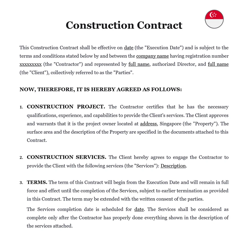 Construction contract Singapore