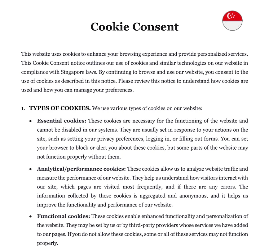 Cookie consent Singapore