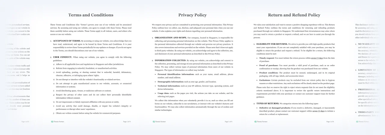 Ecommerce policy templates