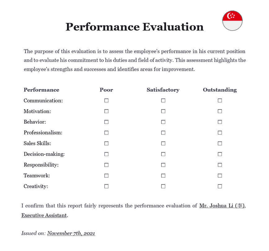 Employee performance evaluation singapore