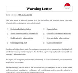 Employee warning letter singapore