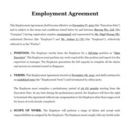 Employment agreement document