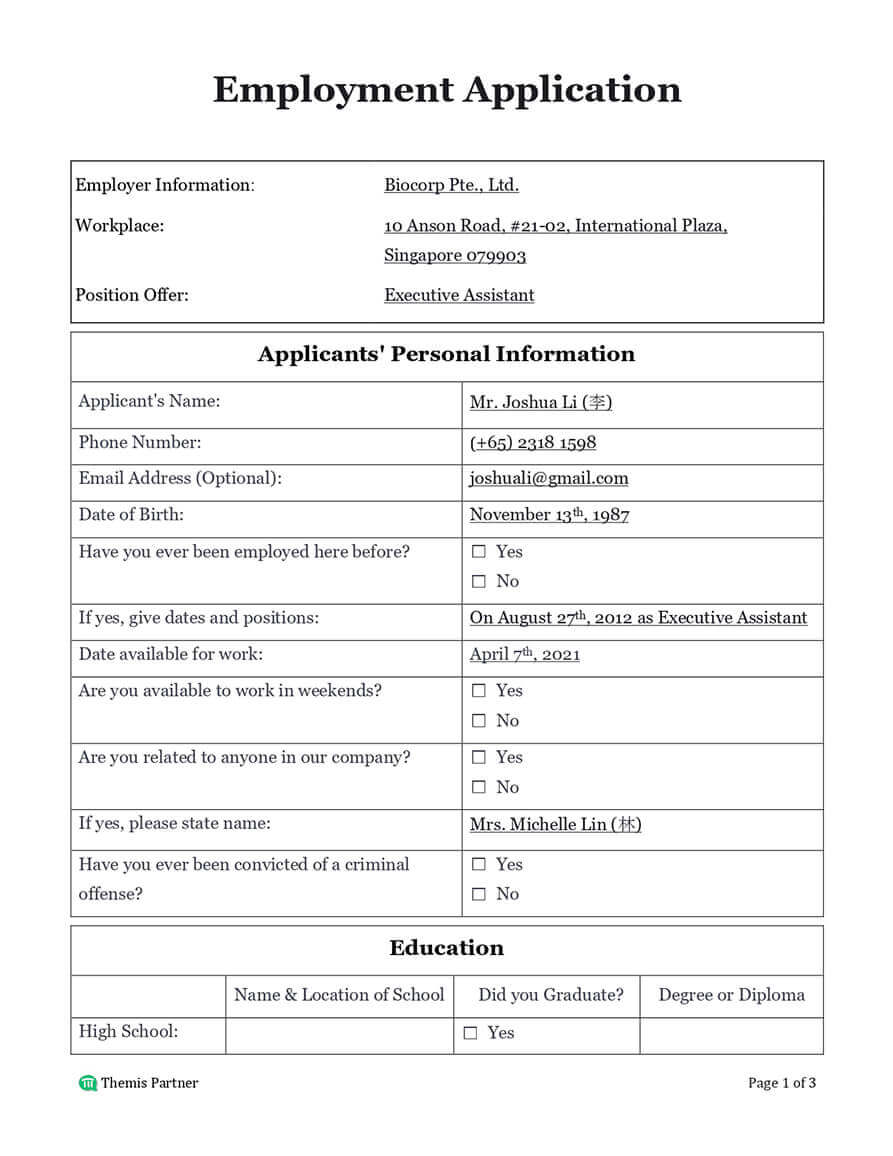 Employment application preview 1