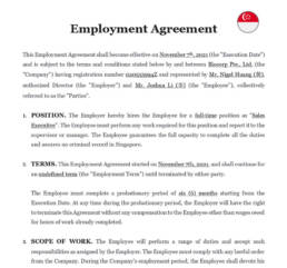 Employment contract singapore