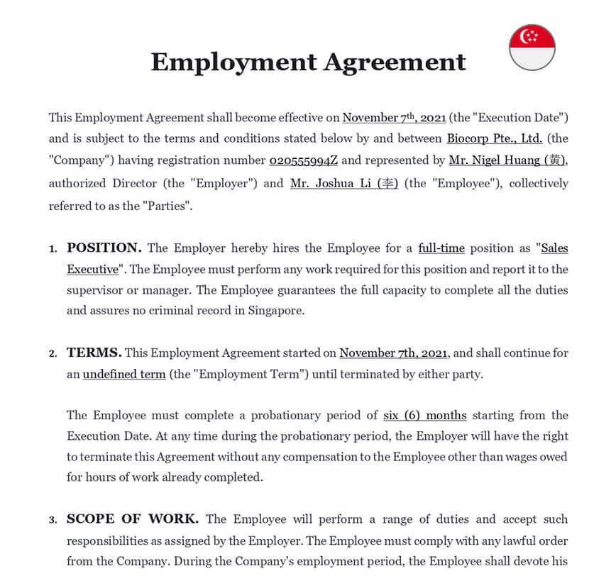 Employment Contract In Singapore Download Legal Template docx 
