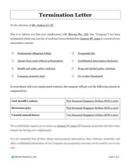 Employment termination letter preview 1
