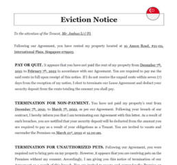 Eviction notice singapore