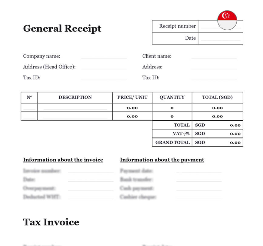 General Receipt Form in Singapore Download Template (.docx)