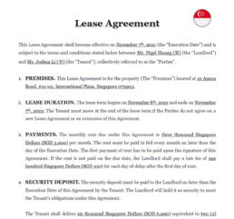 Lease agreement singapore