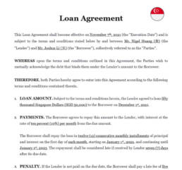 Loan agreement singapore
