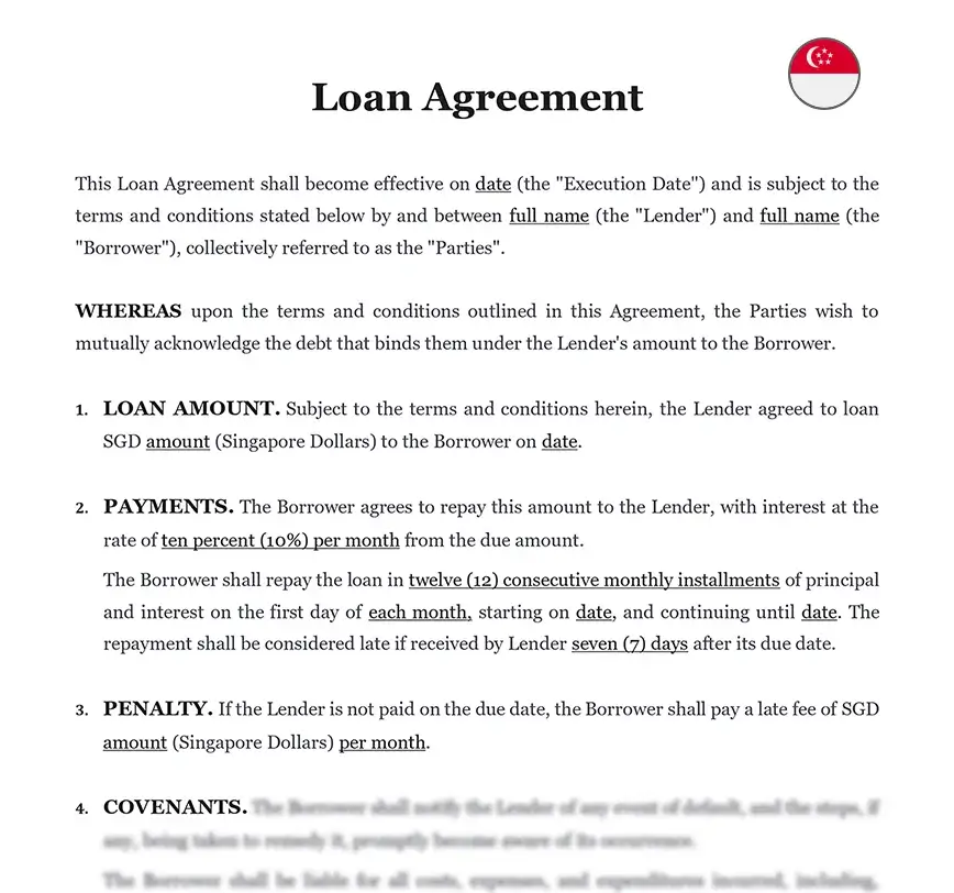 Loan agreement Singapore