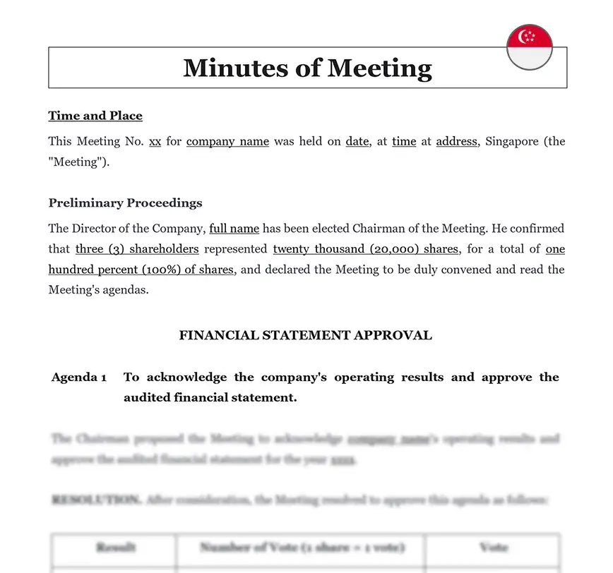 Minutes of meeting Singapore