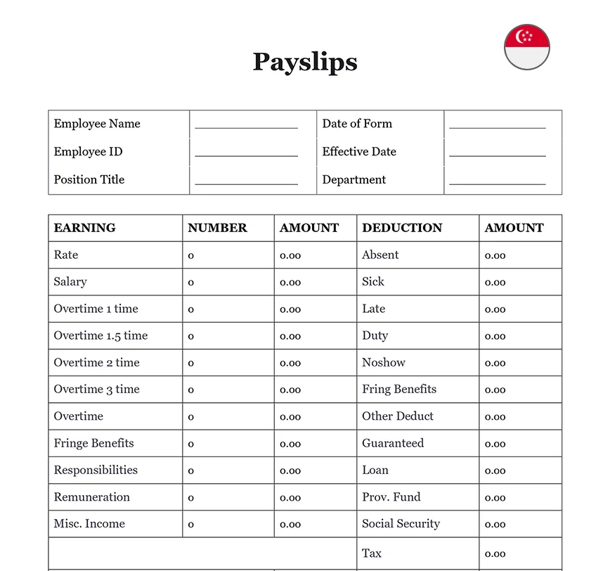 Payslip form Singapore