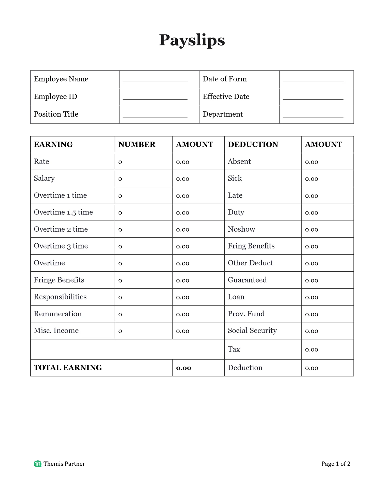 Payslip form Singapore 1