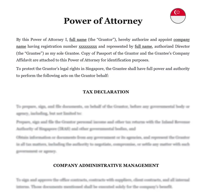 Power of attorney Singapore