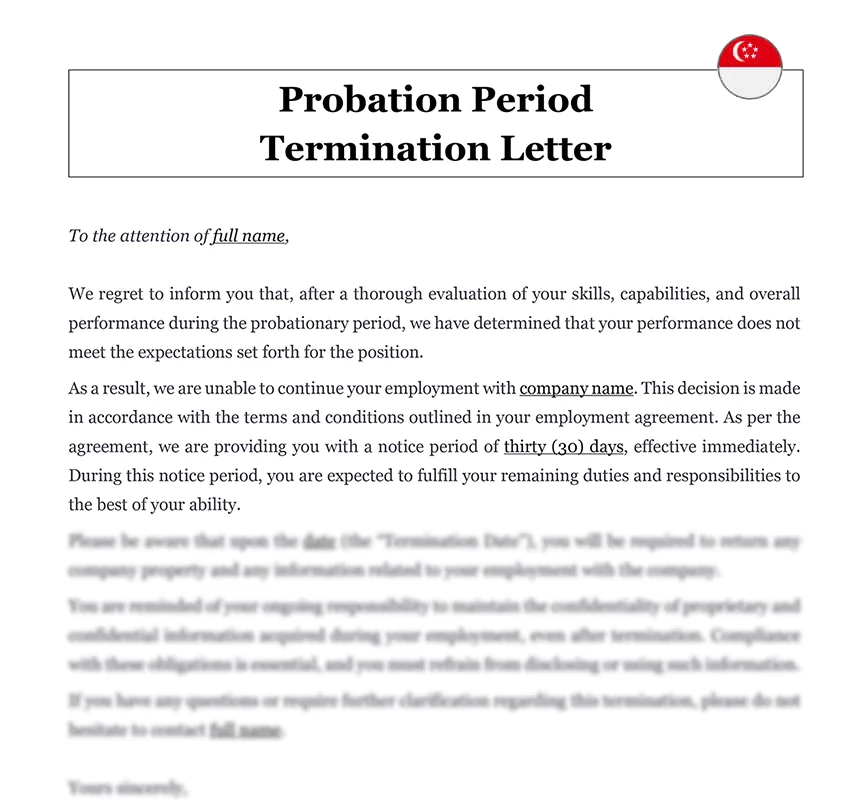 Probation period termination Singapore