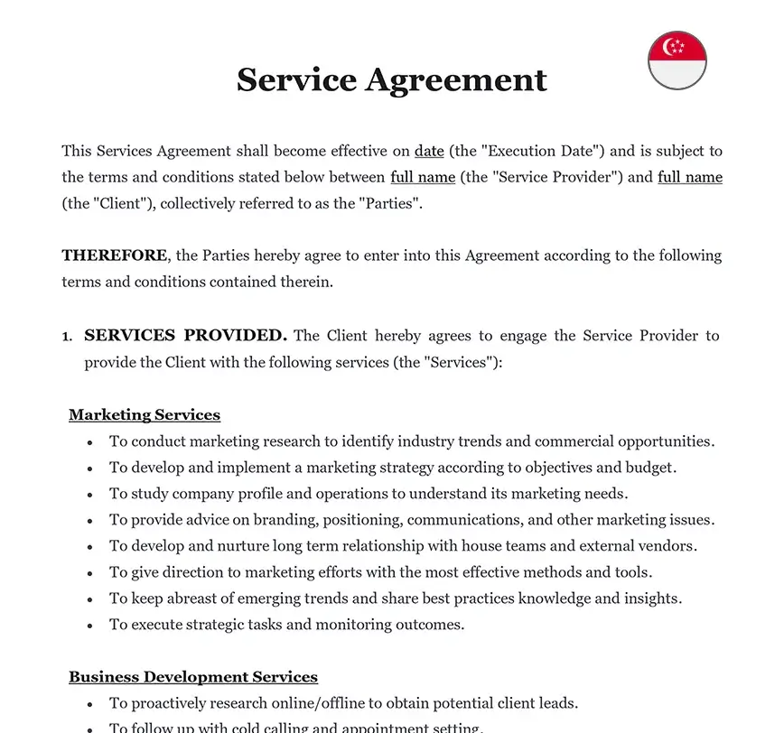 Service agreement Singapore