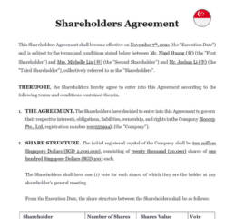 Shareholders agreement singapore