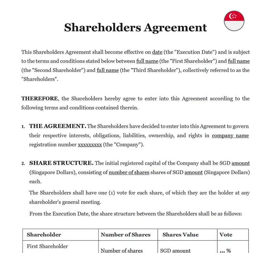 Shareholders agreement Singapore 6